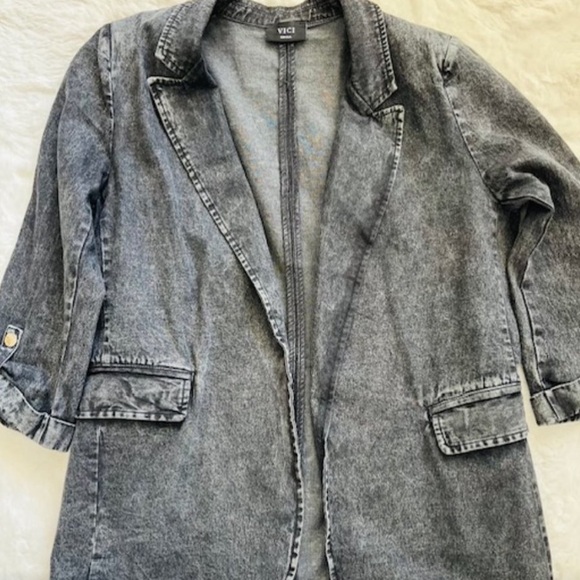 Vici Black Acid Wash Blazer Size Small - Picture 8 of 15